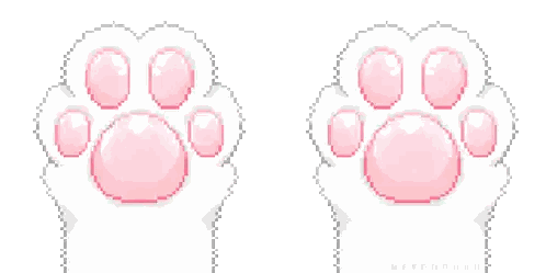 A Pixel Art Of A Cat Paw With Pink Pads . Sticker