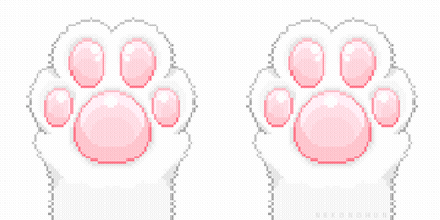 A Pixel Art Of A Cat Paw With Pink Spots GIF