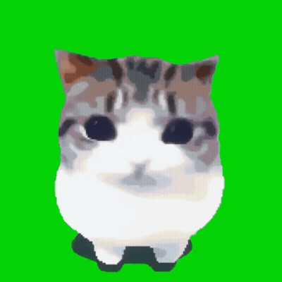 A Pixel Art Of A Cat 'S Head On A Green Screen . GIF