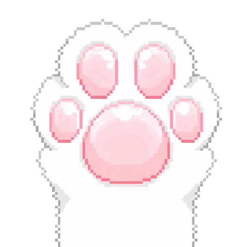 A Pixel Art Of A Cat 'S Paw With Pink Pads Sticker