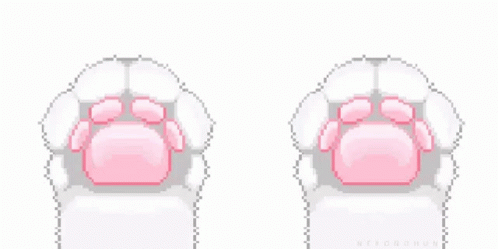 A Pixel Art Of A Cat 'S Paws With Pink Spots On Them . GIF