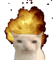 A Pixel Art Of A Cat With An Explosion On Its Head Sticker