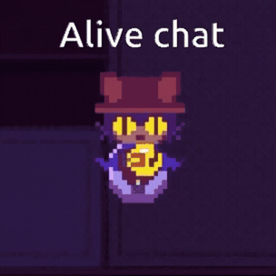 A Pixel Art Of A Cat With The Words Alive Chat Below It GIF