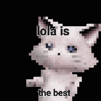 A Pixel Art Of A Cat With The Words Lola Is The Best GIF