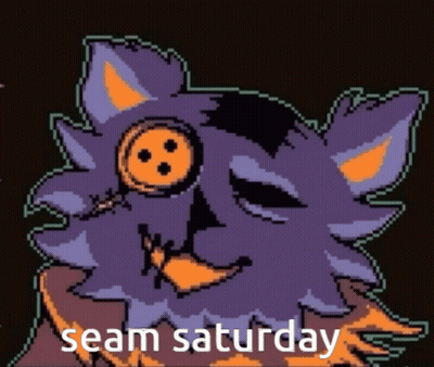 A Pixel Art Of A Cat With The Words Seam Saturday On It GIF