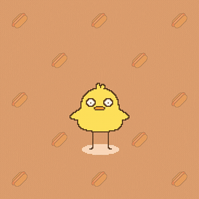 A Pixel Art Of A Chicken Sitting On A Pile Of Hot Dogs Says Happy Hot Dog Day GIF