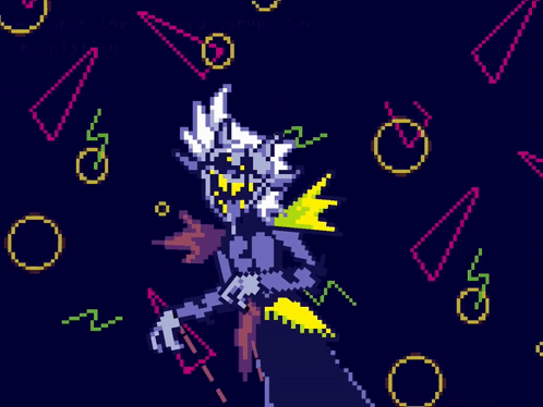 A Pixel Art Of A Clown Surrounded By Neon Circles GIF