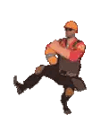 A Pixel Art Of A Construction Worker Standing On One Leg With His Hands On His Hips . Sticker
