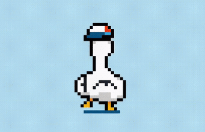 A Pixel Art Of A Duck With A Hat On Its Head GIF