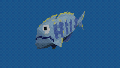 A Pixel Art Of A Fish With A Sad Look On It 'S Face GIF