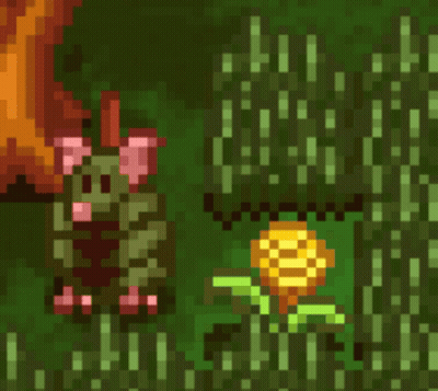 A Pixel Art Of A Flower And A Frog GIF