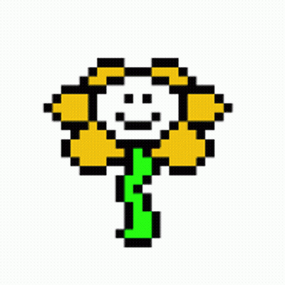 A Pixel Art Of A Flower With A Smiley Face And A Green Stem GIF