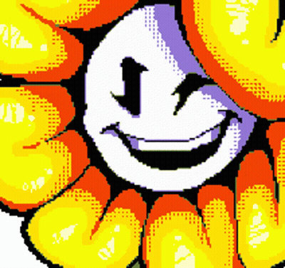 A Pixel Art Of A Flower With A Smiley Face . GIF