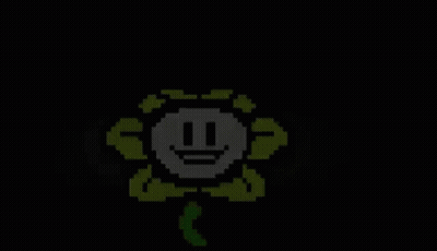 A Pixel Art Of A Flower With A Smiling Face And A Green Stem On A Black Background . GIF