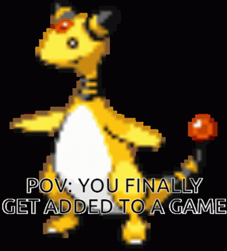 A Pixel Art Of A Giraffe With The Words " You Finally Get Added To A Game " Below It GIF