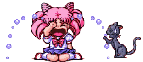 A Pixel Art Of A Girl Crying Next To A Black Cat Sticker
