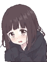 A Pixel Art Of A Girl Crying With Her Eyes Closed And A Black Hoodie On . Sticker