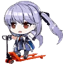 A Pixel Art Of A Girl Holding A Red Pallet Truck . Sticker
