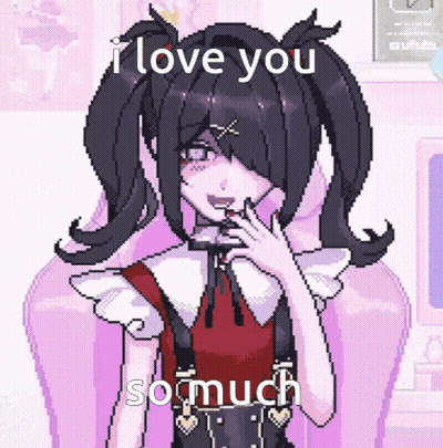 A Pixel Art Of A Girl Saying I Love You GIF