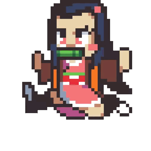 A Pixel Art Of A Girl With A Beard And A Pink Dress Sticker