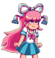A Pixel Art Of A Girl With A Bow In Her Hair Sticker