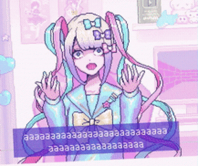 A Pixel Art Of A Girl With A Bow On Her Head GIF