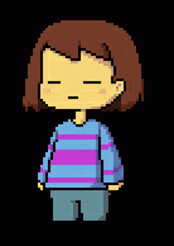 A Pixel Art Of A Girl With A Striped Shirt GIF