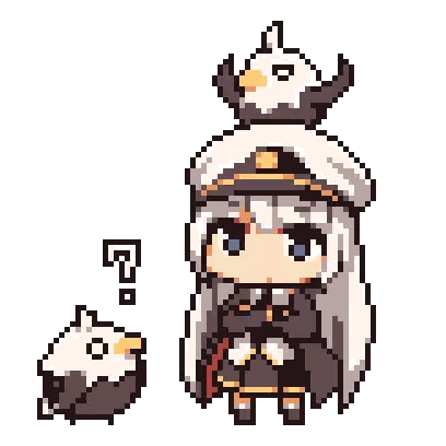 A Pixel Art Of A Girl With An Eagle On Her Head Sticker