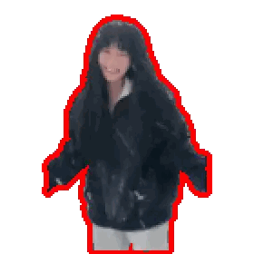 A Pixel Art Of A Girl With Long Hair And A Yellow Border Sticker