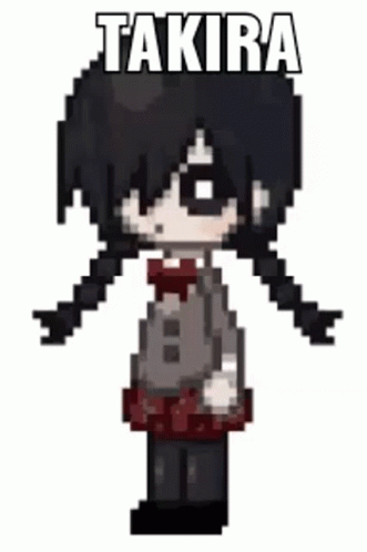 A Pixel Art Of A Girl With Pigtails And A Bow Tie Standing On A White Background . GIF