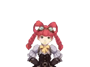 A Pixel Art Of A Girl With Red Hair And Goggles On Sticker