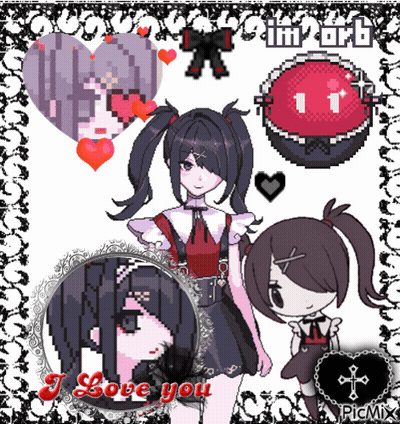 A Pixel Art Of A Girl With The Words I Love You GIF