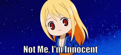 A Pixel Art Of A Girl With The Words Not Me I 'M Innocent GIF