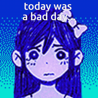 A Pixel Art Of A Girl With The Words " Today Was A Bad Day " GIF