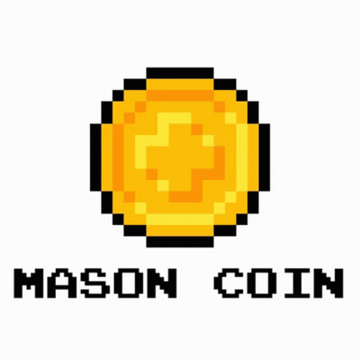 A Pixel Art Of A Gold Coin With The Words Mason Coin Written Below It . GIF