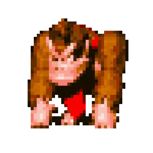 A Pixel Art Of A Gorilla With A Red Tie Around Its Neck Sticker