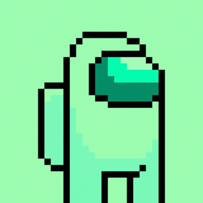 A Pixel Art Of A Green Among Us Character GIF
