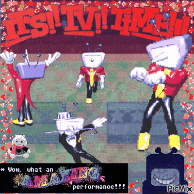A Pixel Art Of A Group Of Cartoon Characters With The Words Wow What An Amazing Performance GIF