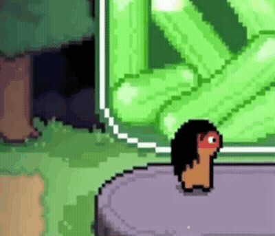 A Pixel Art Of A Hedgehog Standing On Top Of A Purple Object In A Video Game . GIF