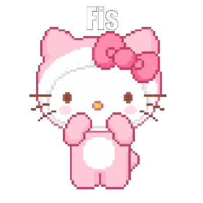 A Pixel Art Of A Hello Kitty With A Bow On Her Head Sticker