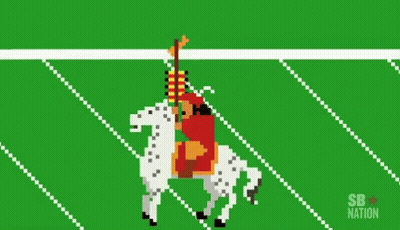 A Pixel Art Of A Horse Pulling A Football On A Field With The Words Sb Nation On The Bottom GIF