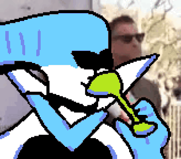 A Pixel Art Of A Man Drinking From A Green Glass GIF