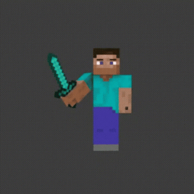 A Pixel Art Of A Man Holding A Diamond Sword . GIF