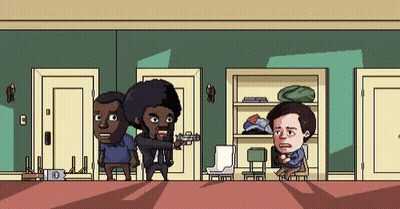 A Pixel Art Of A Man Holding A Gun GIF