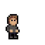 A Pixel Art Of A Man Holding A Red Flag With A Yellow Cross On It . Sticker