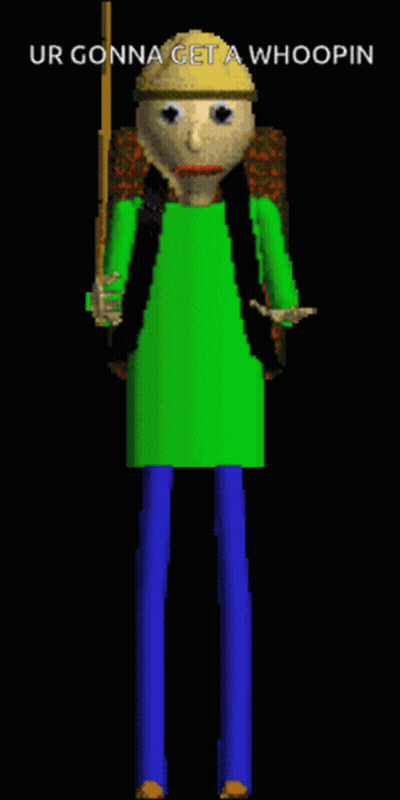 A Pixel Art Of A Man Holding A Stick With The Words " Ur Gonna Get A Whoopin " Above Him GIF