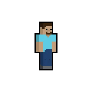 A Pixel Art Of A Man In A Blue Shirt And Blue Pants Sticker