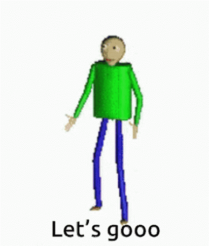 A Pixel Art Of A Man In A Green Shirt And Blue Pants Saying `` Let 'S Gooo '' . GIF