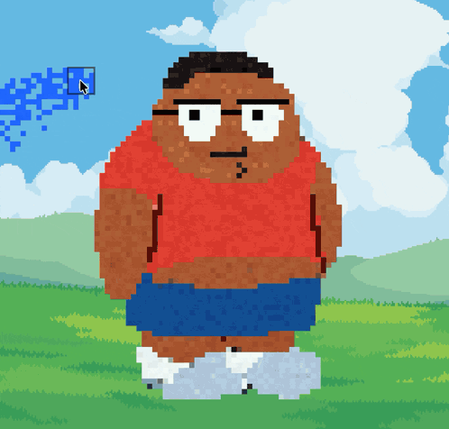 A Pixel Art Of A Man In A Red Shirt GIF