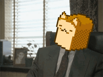 A Pixel Art Of A Man In A Suit And Tie Sitting In A Chair GIF